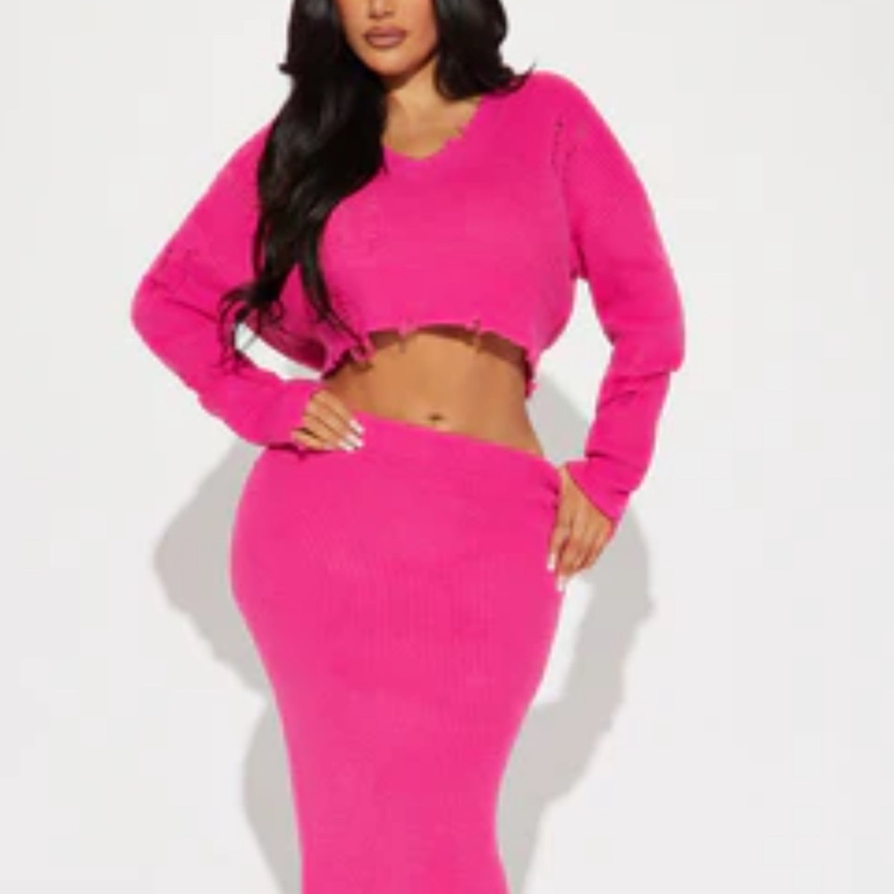Fashion Nova Hot Pink Skirt Set